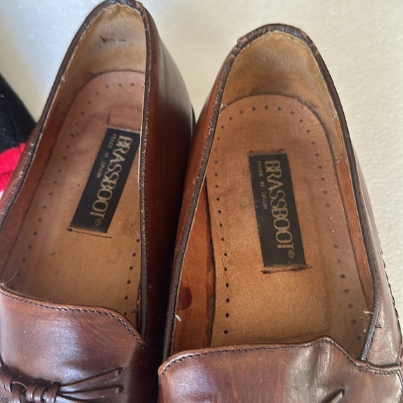 Brass Boot Mens Brown Leather Tassel Loafers Slip On Casual Shoes SZ 9 main image 11